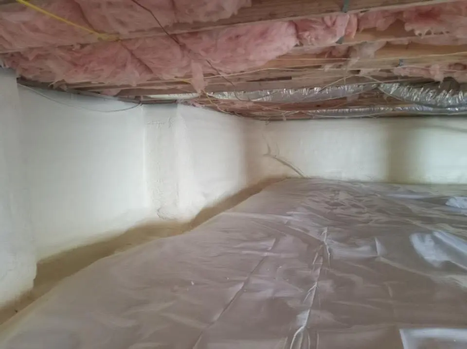 Crawl space encapsulation with closed-cell spray foam for Storm Damage Roof Repair in Palmer Town